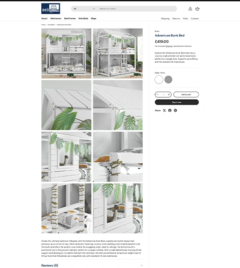 Screenshot of The Bedroom Online's page, designed by Beyond Forge
